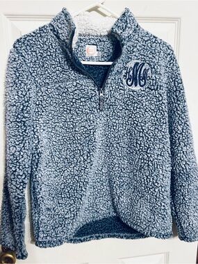 wonder nation Light Blue Sherpa Half-Zip Pullover with Monogram